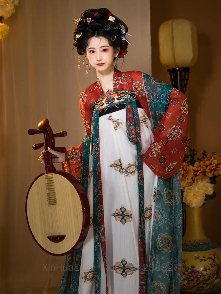 Оригинальное китайское платье ханьфу женское старое Тан восстановленная длина