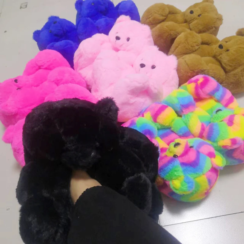 

Teddy Bear Slippers Fuzzy Teddy Wholesale Plush Adult Slides Vendor House Teddy Bear Slides Women Girls Designer Winter Shoes