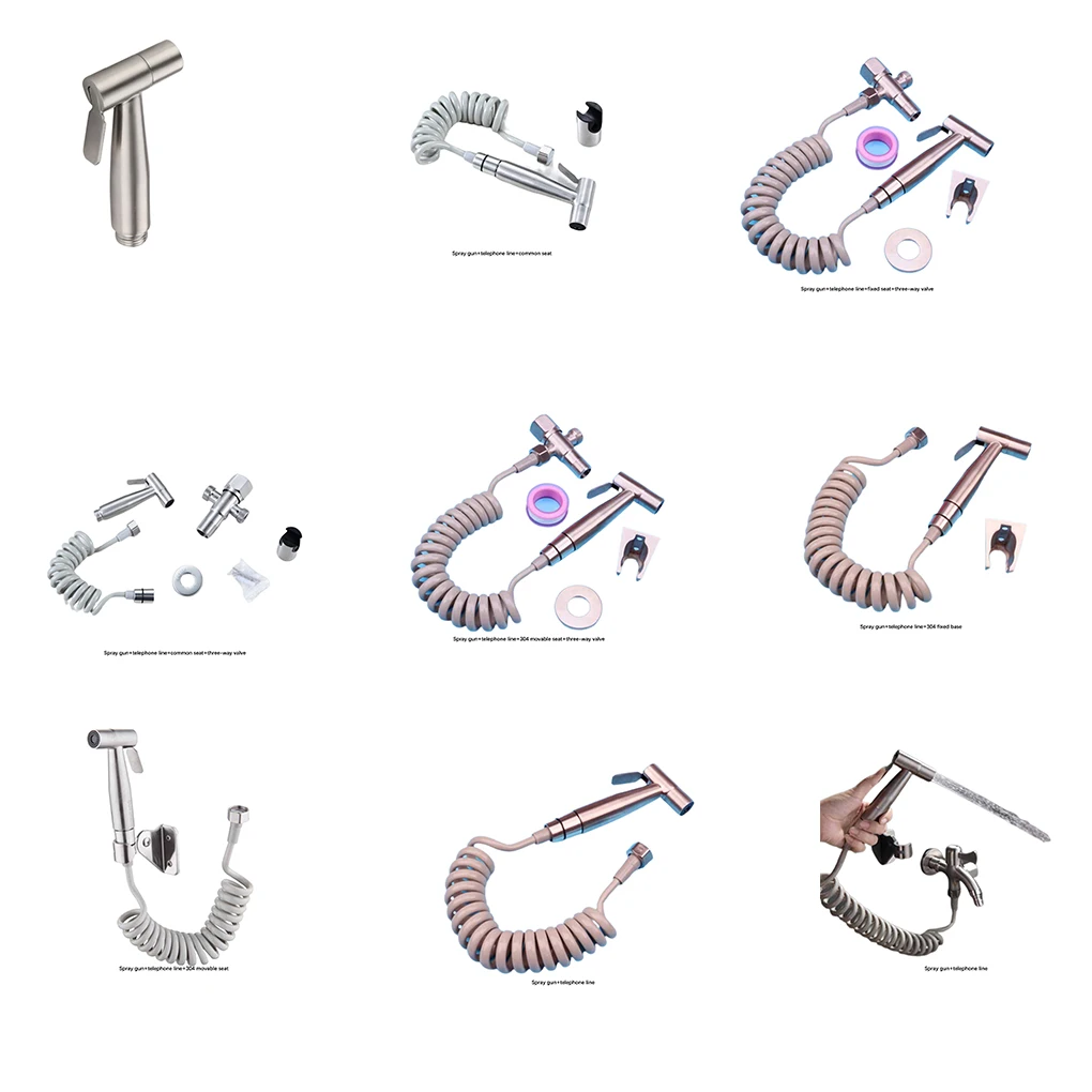 

Stainless Steel Bathroom Sprayers Heat-resistant Toilet Shattaf Bidet Nozzle Waterproof Showering Room Facility Type 1