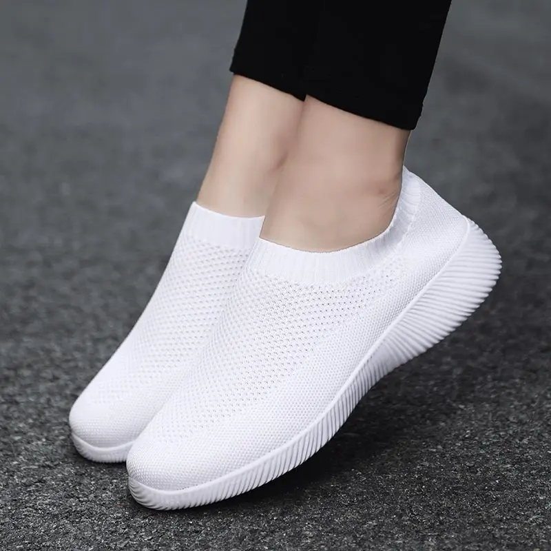 

slipon knitted Platform Woman Sneakers Tines Women Sport Sneakers 2021 Summer White Running Shoes Women Shoes Sports Jogging