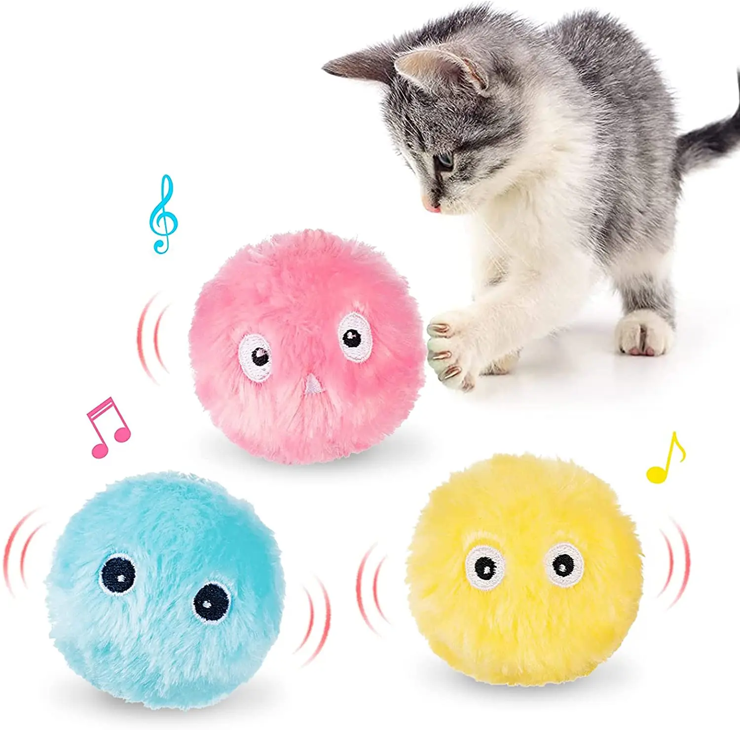 

Indoor cat interactive cat toy, cat exercise catnip thorn ball, cat kick toy, fluffy plush ball fun kitten mint toy