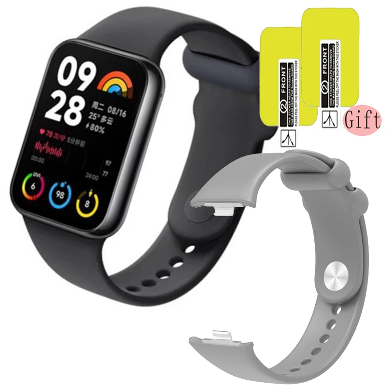 

Sport Silicone Strap For Mi Band 8 Pro Smart Watch Band Replacement Bracelet For Xiaomi Mi Band 8 Pro Screen Protector Film
