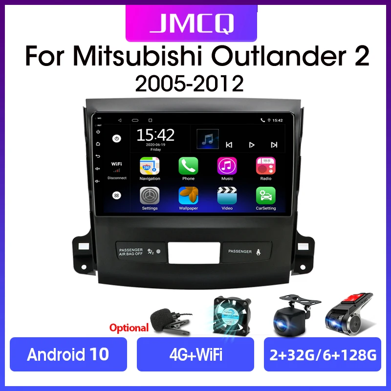 JMCQ 9&quot 2DIN Android 10 For Mitsubishi Outlander xl 2 2005-2012 Car Radio stereo Multimedia Video Player Navigation GPS Carplay |