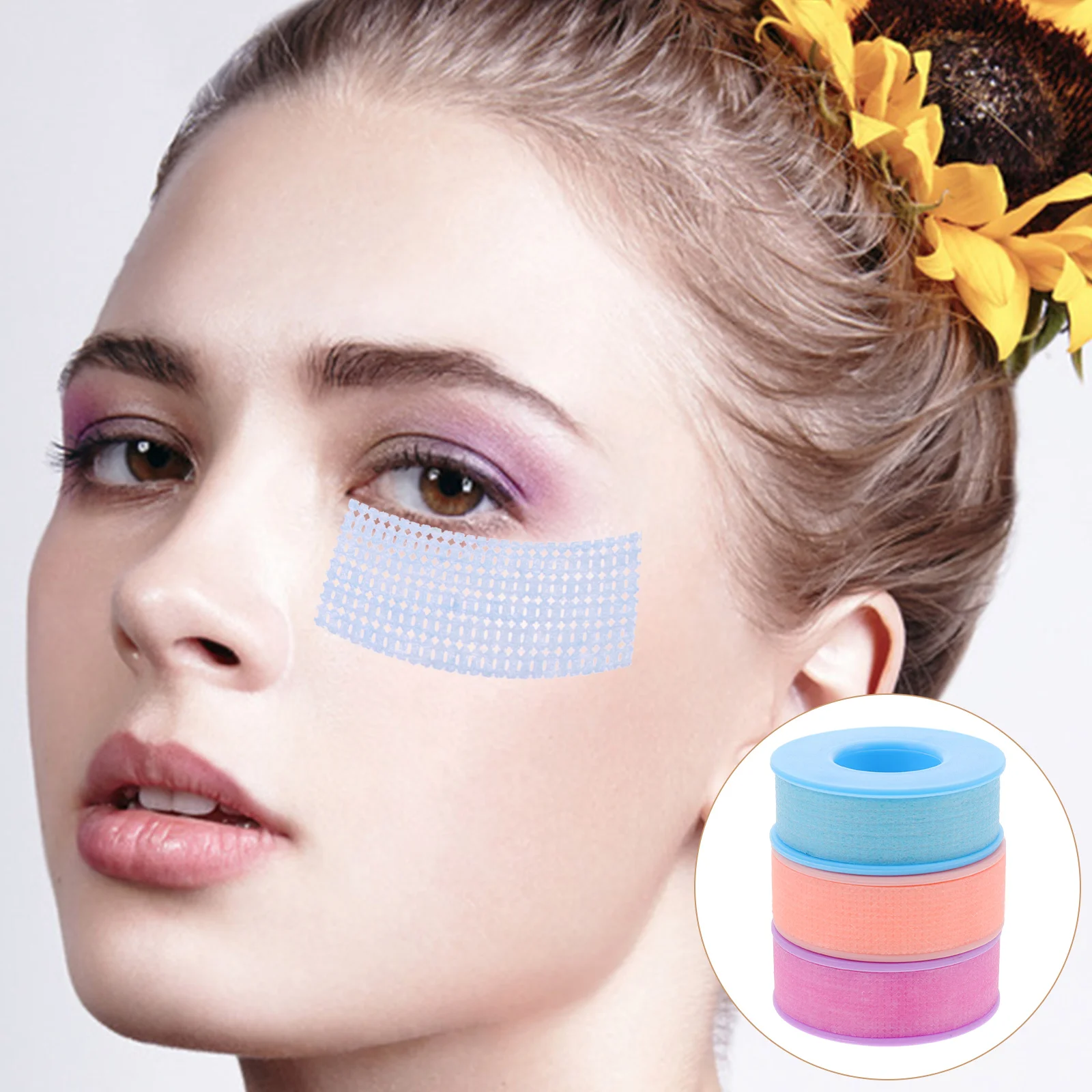 3 рулона ленты для наращивания ресниц изолирующий клей наклейки нетканый