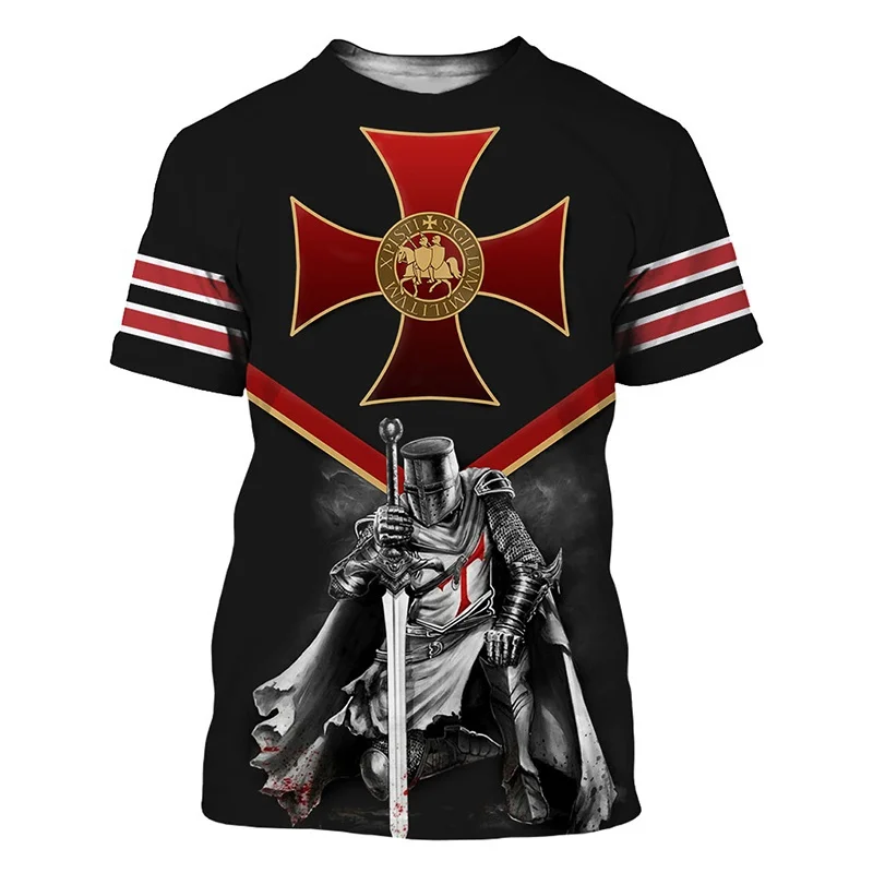 

Новое поступление, Мужская модная футболка с 3D-принтом Knight Templar