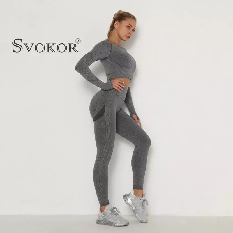 

SVOKOR Sexy Leggings Set Woman 2 Pieces Fitness Sports Women's Tracksuit Suit High Waist Shorts Sets Gym Training Sportswear