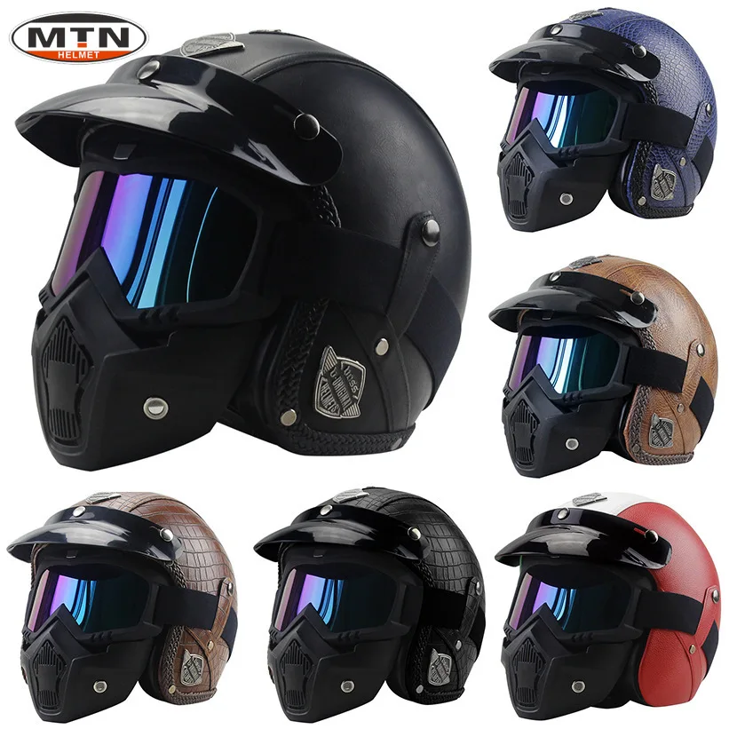 

Casco Moto винтажный скутер Cafe Racer Jet немецкий пилот Enduro Scccter Casque Cross Open Face шлем мотоциклетный