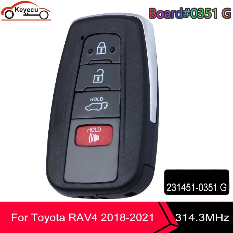 KEYECU умный дистанционный ключ 4 кнопки 314 3 МГц 8A чип Fob для Toyota RAV4 2019 2020 2021- HYQ14FBC