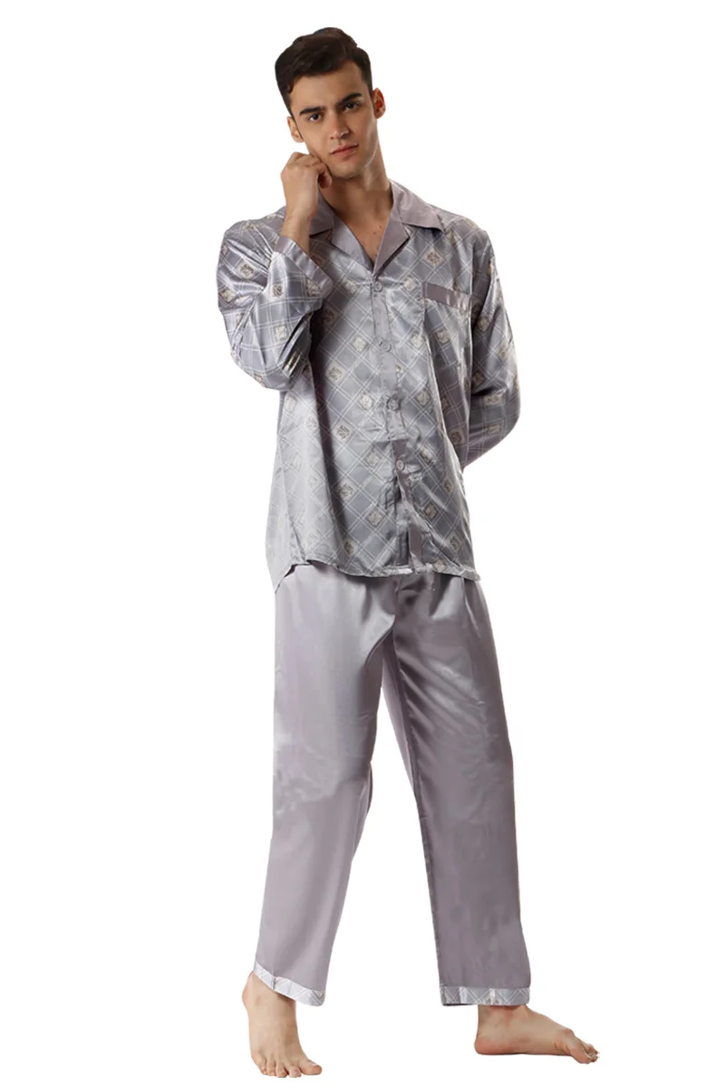 Satin Pajamas Men Sleepwear Classic Satin Pajama Set Men's Night Suit Soft Comfortable Home Lounge Wear Dropshipping