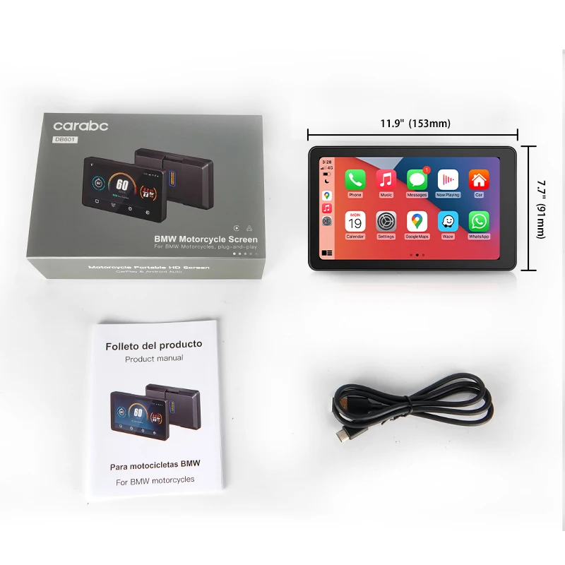 

6-дюймовый для мотоциклов BMW, беспроводной CarPlay, Android Auto, GPS-навигационный экран, сенсорный экран, совместимый с 18-контактной док-станцией BMW