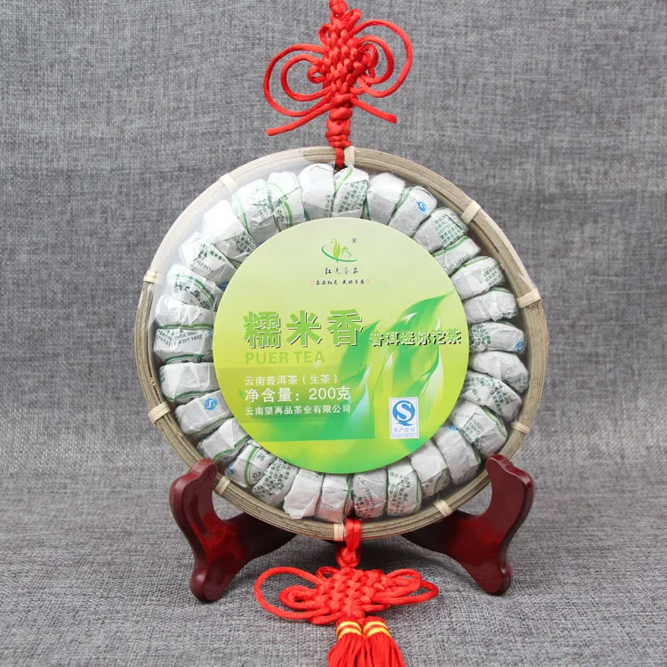 

Chinese raw Yunnan tea, glutinous rice fragrant Puer Tuo tea, glutinous fragrant mini Tuo tea, Chinese knot bamboo tray