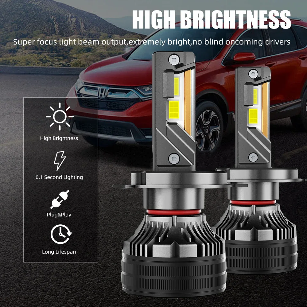 2X светодиод H4 140000 LM 200W H7 H11 H1 HB3 9005 9006 HB4 3570 CSP Чипы Лампы Canbus без ошибок