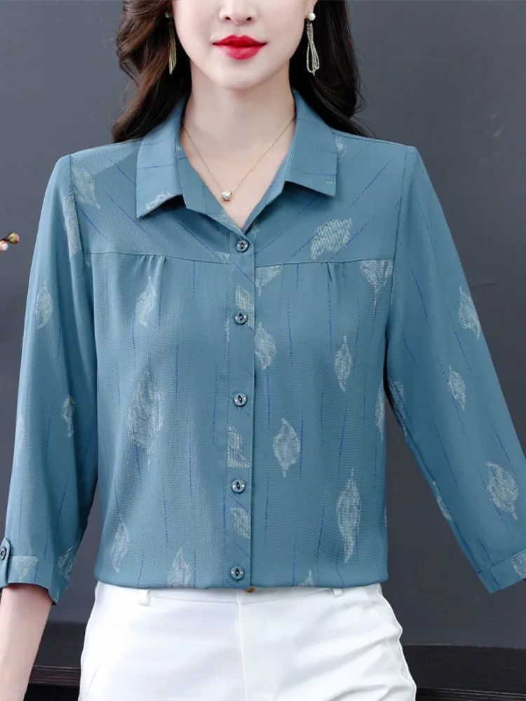 Шифоновые рубашки с рукавом три четверти. Женские ранняя осень 2024. Новый