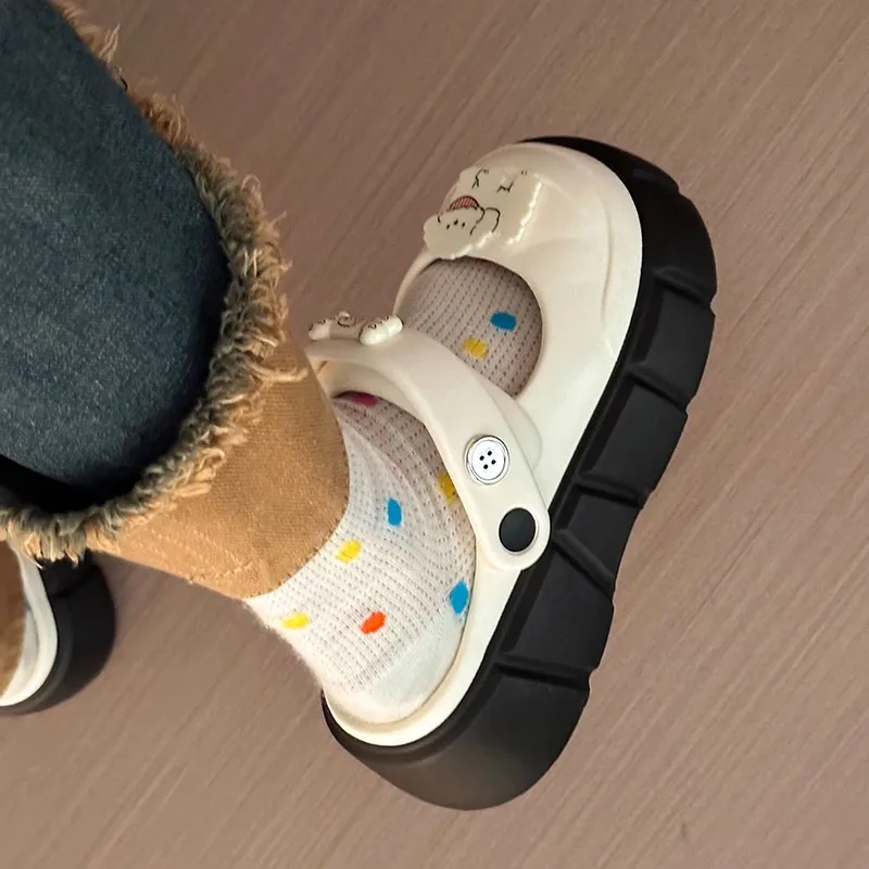 Женские Кроксы на платформе универсальные пляжные полутапочки лето 2024