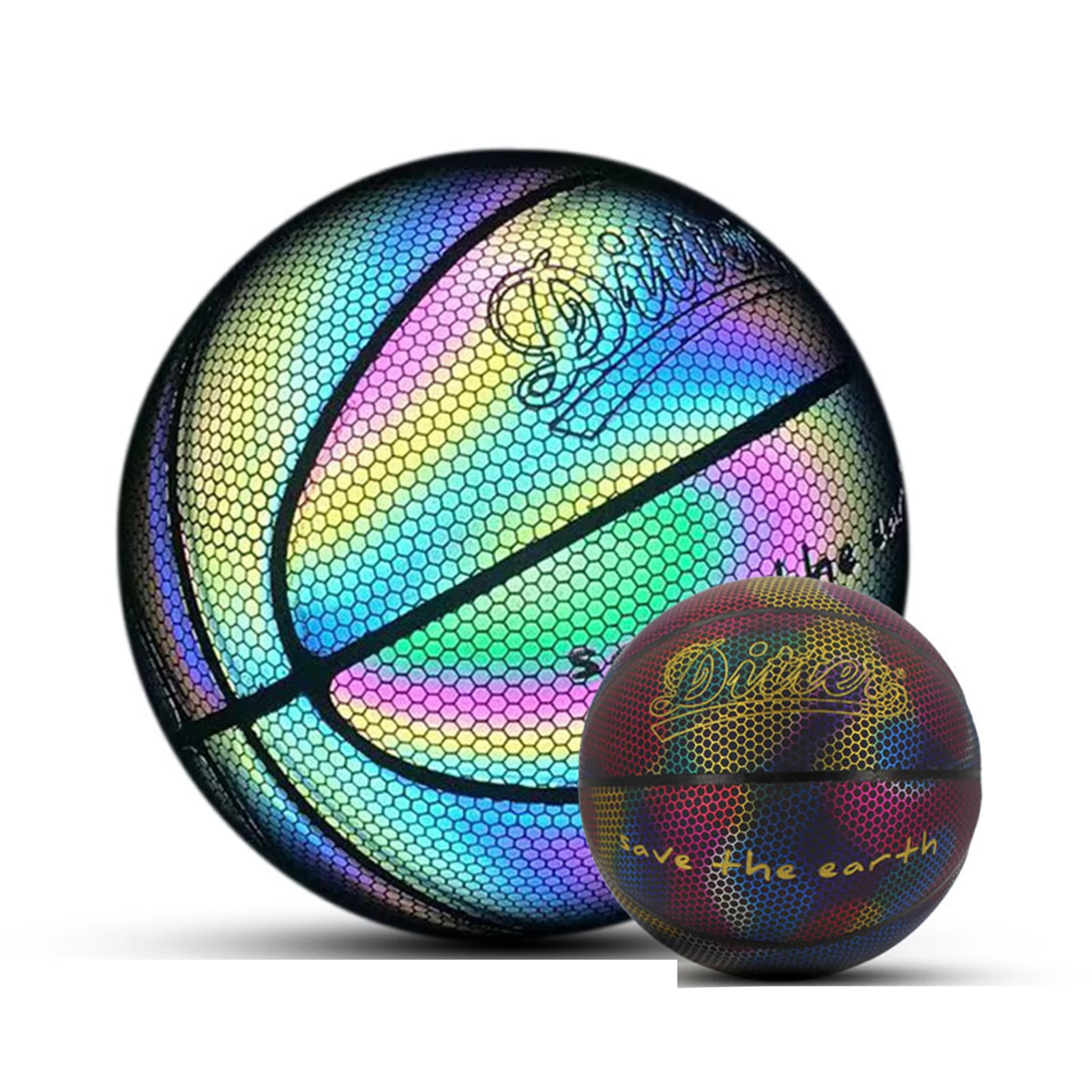 

Individual Holographic Basketball Official Size Glowing Leather Basketball for Adult or Kids Basketball Gifts XR-Hot