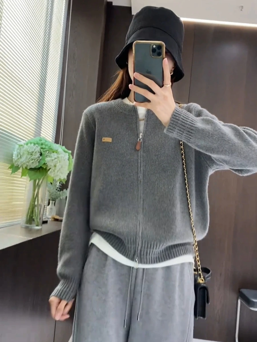 Минималистичный повседневный французский верхняя одежда с двойной молнией