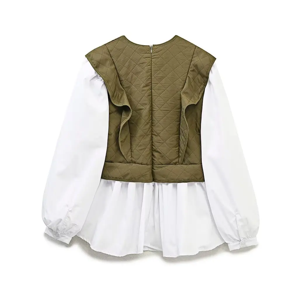 KEYANKETIAN women's cotton-padded shirt patchwork style girl style new ruffled collar lantern sleeve chic pullover jacket jacket