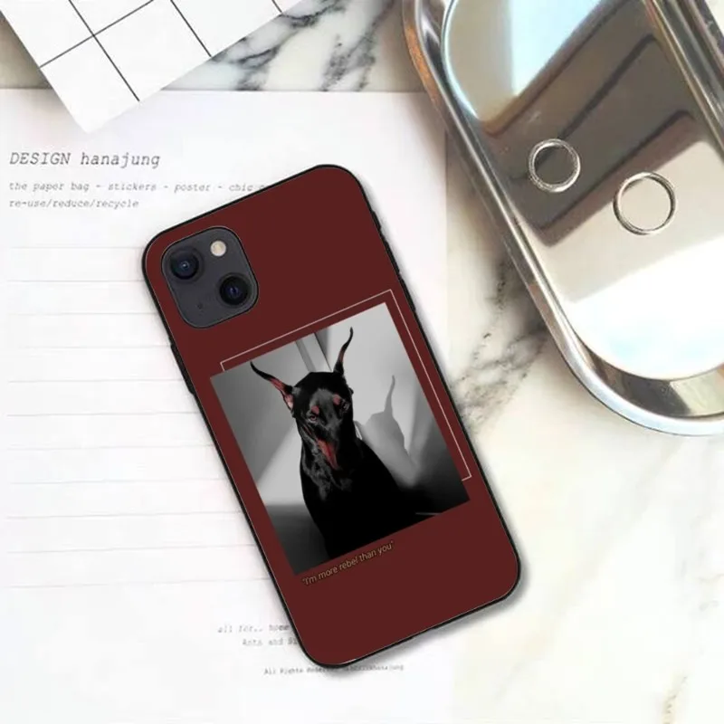Чехол для телефона Cool Dog Dobermann IPhone 13 12 11 XS X 8 7 6 Plus Mini Pro Max SE мягкий черный чехол |