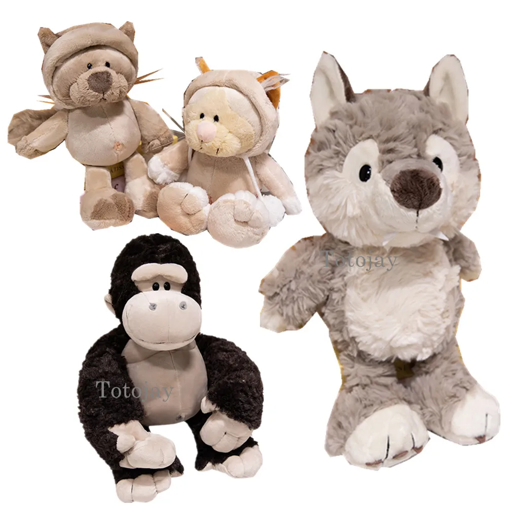 25-50 см милые лесные животные плюшевые игрушки волк леопард кошка орангутанг