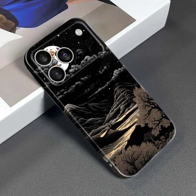 Фото Чехол для телефона с изображением парусника на лунном свете для Apple iPhone 17 16e 16 15 14 13 12 11 X 7 6 Pro Max Plus Mini, жесткий, с защитной пленкой №5