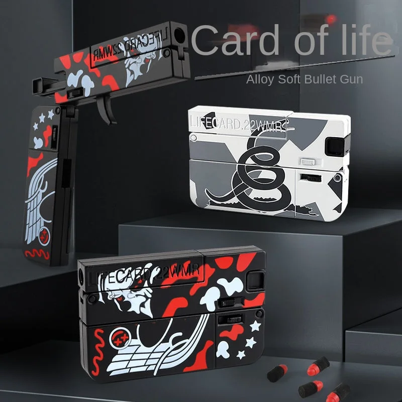 

Children's Toy Card of Life Alloy Soft Bullet Gun Boy Can Launch Soft Bullet Toy Gun Folding Pistol6-12Years Old
