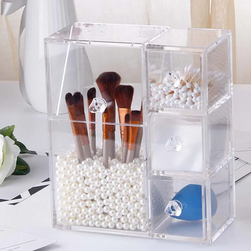 Acrylic Pearl Makeup Brush Storage Box Transparent Makeup Storage Box Makeup Brush Storage Bucket nail art tools enlarge