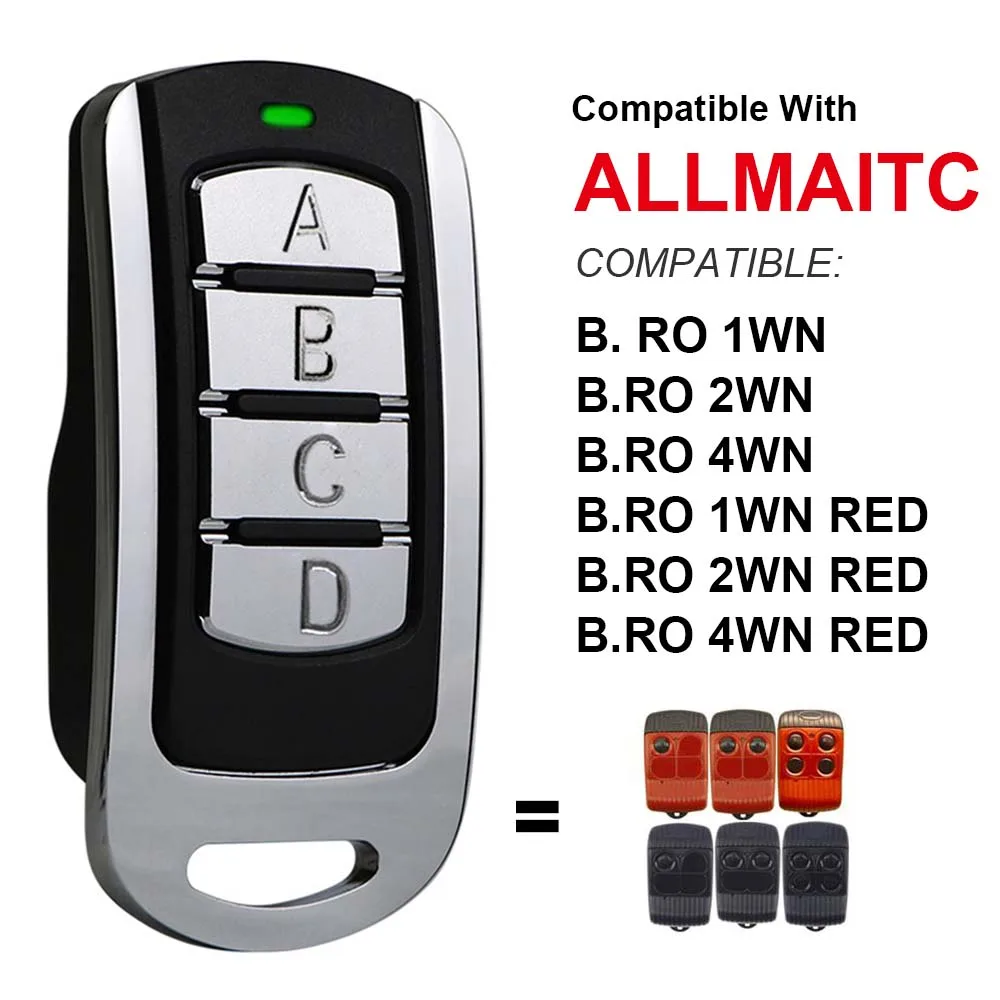 

New For ALLMATIC TECH 3 FOR4 Remote Control Clone B.RO 1WN 2WN 4WN STAR OVER RED MINI PASS Garage Gate Door Opener 433.92MHz
