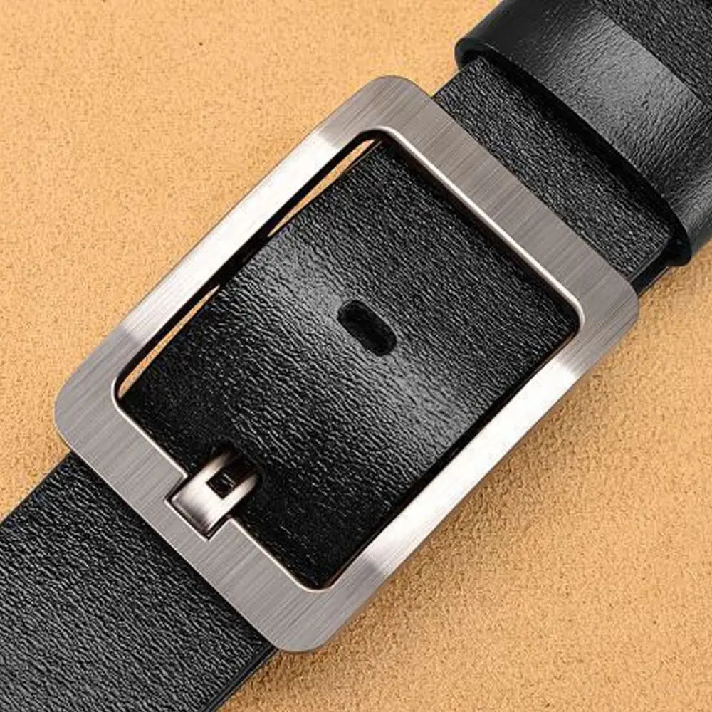 Мужской кожаный ремень в стиле ретро черный деловой Повседневный винтажный с