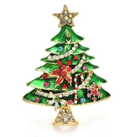 wulibaby christmas tree brooches for women men 2 color enamel gifts on tree plants party office brooch pin gifts