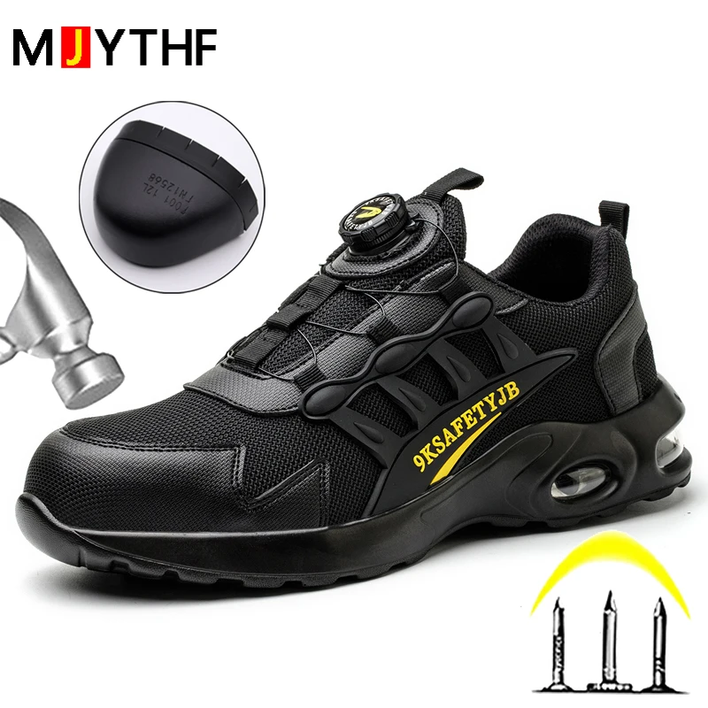 Rotary Buckle Work Shoes Air Cushion Indestructible Sneakers