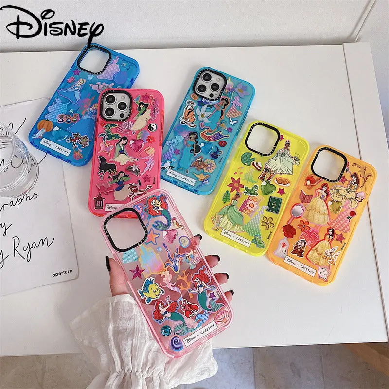

Disney Princess Shockproof Silicone Transparent Phone Case for IPhone 13 12 11 Pro Max XR XS MAX X Cartoon Shockproof Phone Case