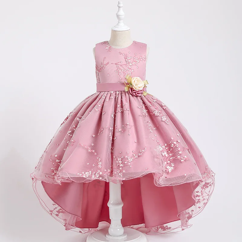 

Baby Girls Flower Princess Ball Gown Casual Party Tutu Sleeveless Printed Trailing Brithday Wedding Dresses Children's Clothing
