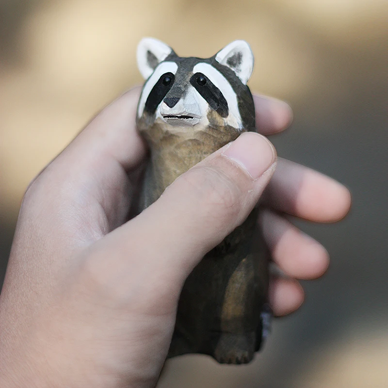 Деревянное украшение в виде маленького енота статуя ручной работы украшения