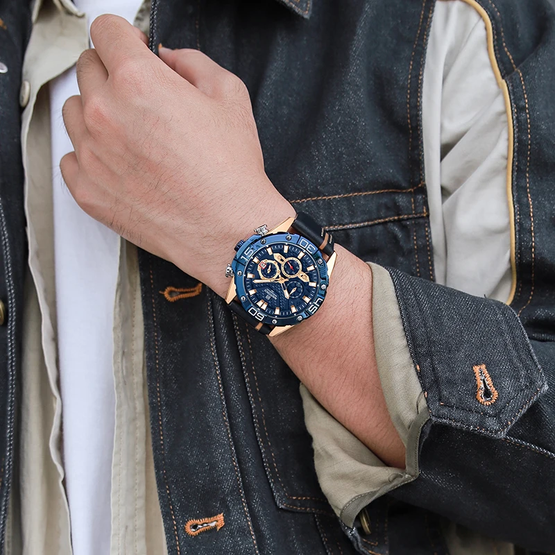 Часы NAVIFORCE Мужские кварцевые с хронографом модные деловые спортивные