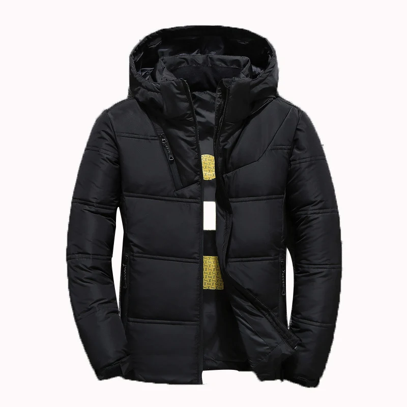 Men Winter Warm Solid Color Hooded Down Coats Thick Duck Parka Mens Down Jackets Winter Outdoor CoatNew White Duck Down Jacket
