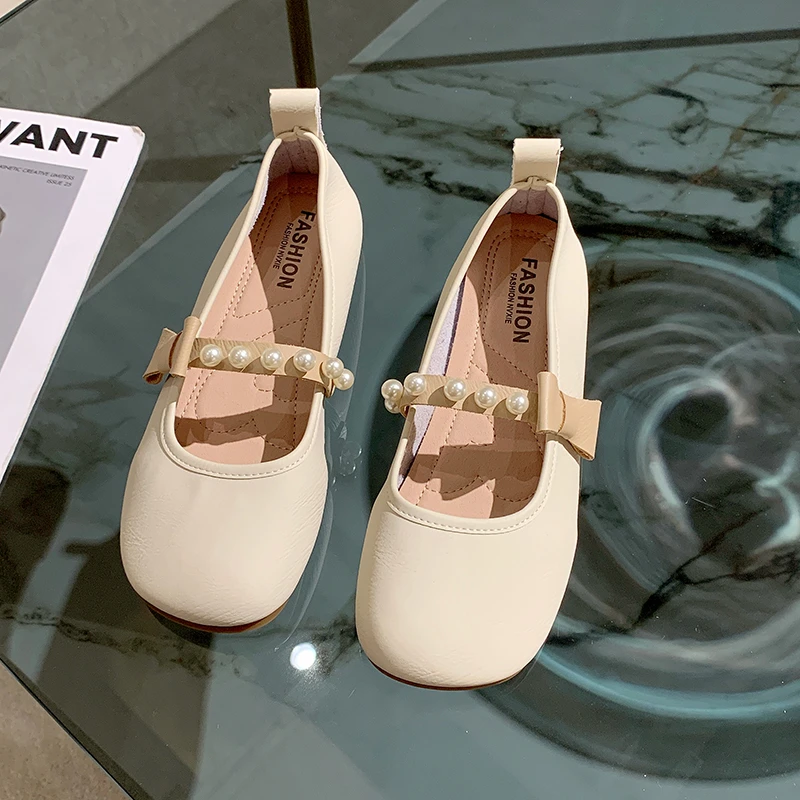 

2023 New Women's Shoes Solid PU Women's Flat Shoes Sweet and Comfortable Casual Flat Shoes Round Toe Women's Single Shoes