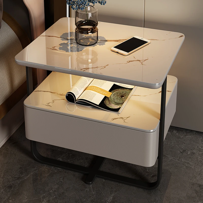 

Luxury Nightstands Smart Bedside Table Modern Simple Solid Wood Wireless Bed Side Charging Storage Mesitas De Noche Furniture