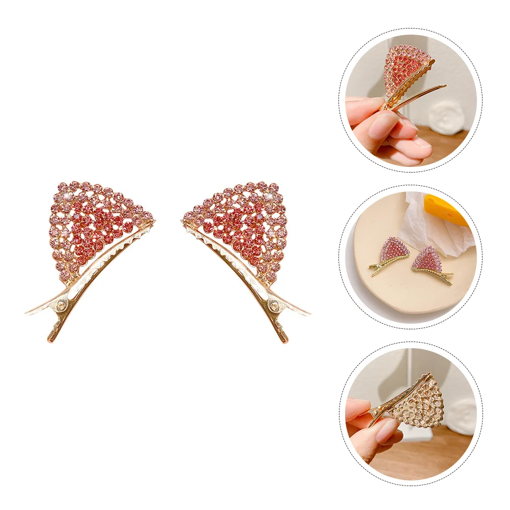 Hair Cat Clips Ears Ear Animal Clip Hairpinsrhinestone Cute Alligator Girls Barrettes Barrette Crocodile Cosplay Side Sparkly