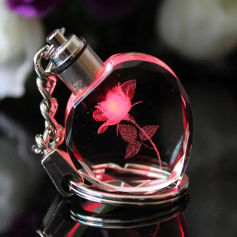 

Heart-Shaped Crystal Clover Rose Keychain-Blu-ray-Box Keychain Pendants for Women Gifts