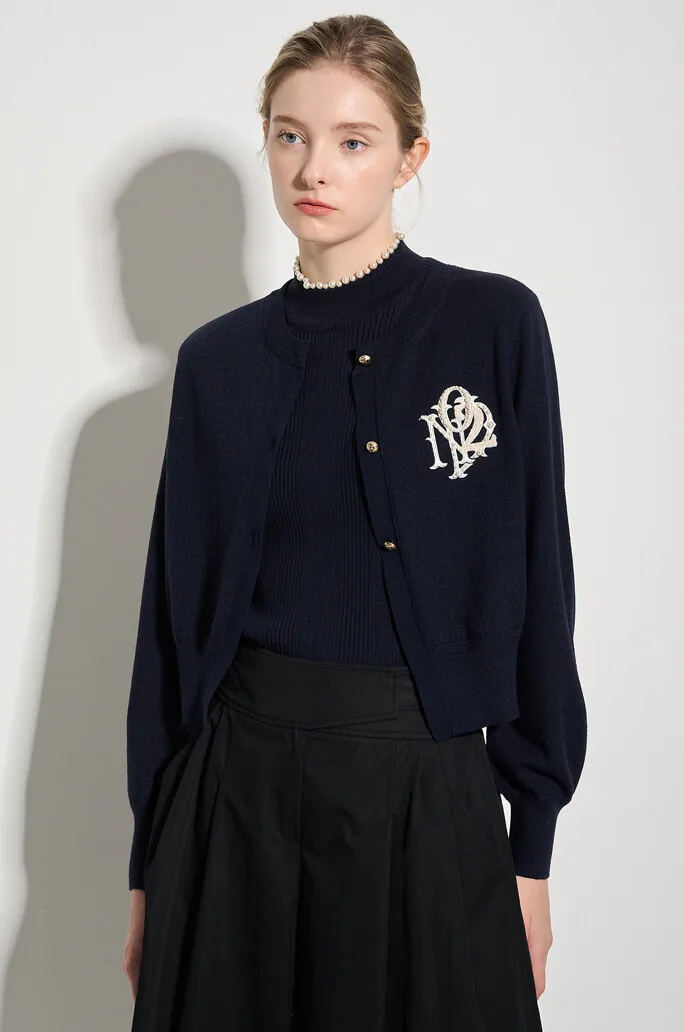 Изысканный и модный элегантный жилет из Южной Кореи 23 осенний жемчужный с