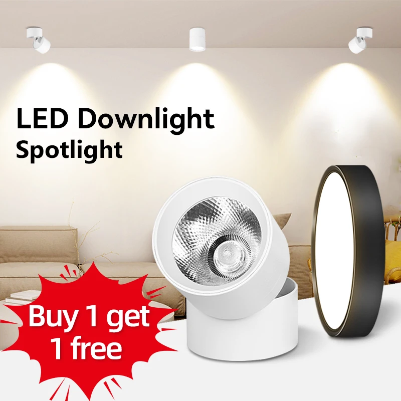 

Downlight Led Spotlights COB Surface Mounted Led Ceiling Light 220v 5/10/15/25W Black/White Spot Lamps Foldable For Home Bedroom