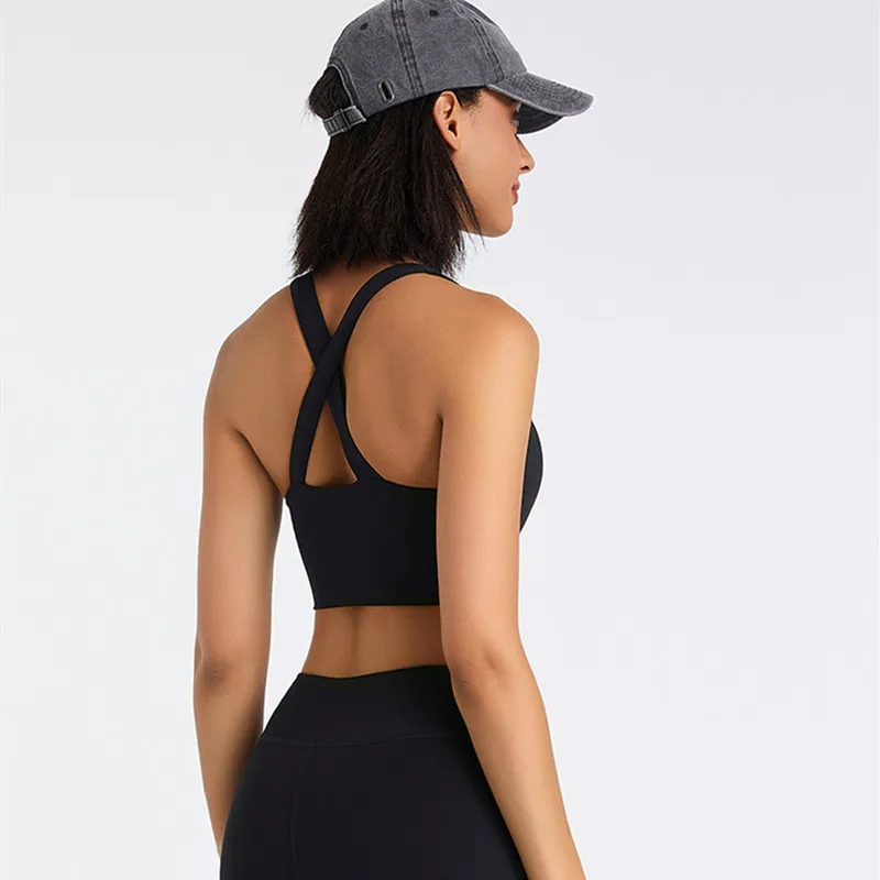 Yushuhua New Cross Sling Sports Underwear High Quality Women's Gym Push up Bra Shockproof Running Fitness Vest Yoga Bra Top