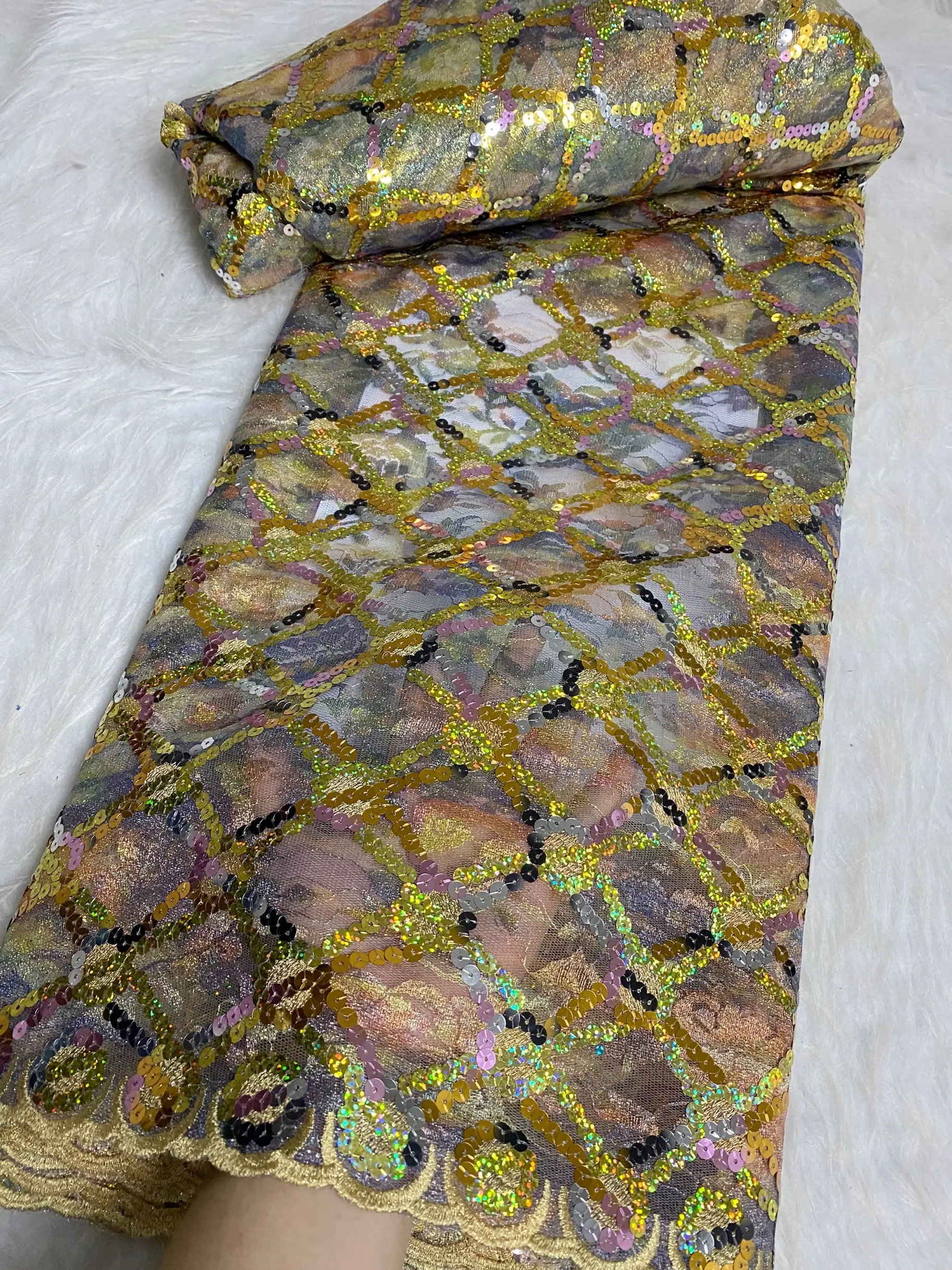 Модная последовательность кружевной ткани 2024 высокое качество африканская