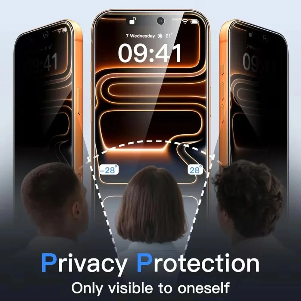Фото Комплект из 3 защитных пленок для iPhone 17 Pro, 16, 15 Plus, 14 Pro Max, 13, 12, 11, X – Защитное стекло для смартфона с функцией конфиденциальности №2