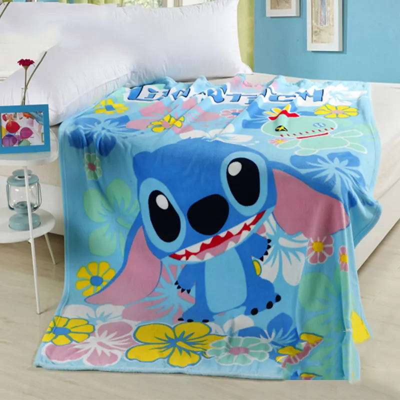 Disney Cartoon Stitch Mickey Blanket for Beds Sofa Air Condition Sleeping Cover Bedding Throws Bedsheet for Kids Girls Gift