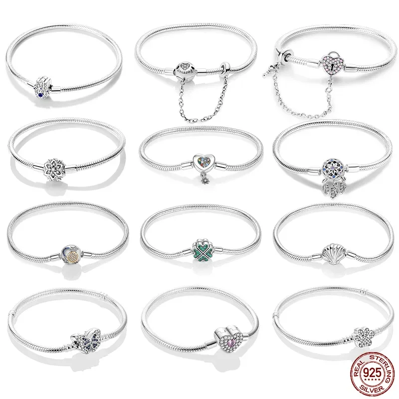 Браслет из серебра 925 пробы с застежкой в виде сердца |