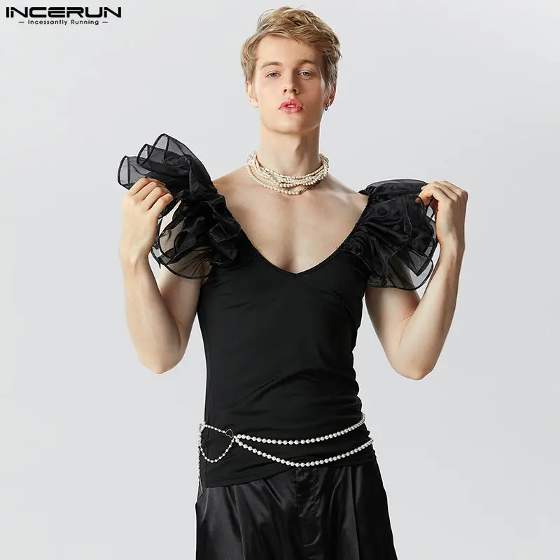 

Мужские майки с оборками в стиле пэчворк 2023 модная мужская одежда без рукавов с круглым вырезом в уличном стиле искусственные мужские жилеты