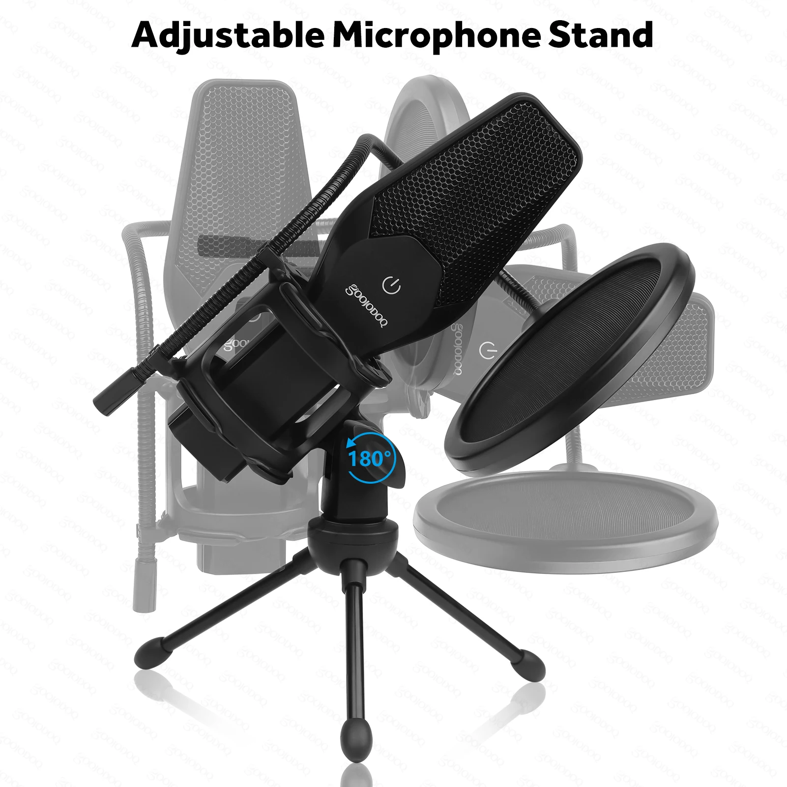 GOOJODOQ USB Microphone Condenser Mic with Tripod Stand and Pop Filter for Recording Vocals Podcasting Streaming Gaming YouTube |