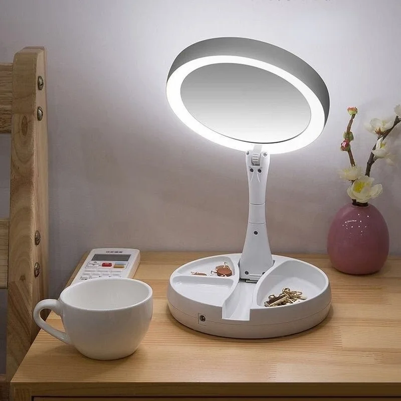 

Foldable USB Charging or Battery Led Mirror Makeup White Vanity Cosmetic Mirror with Light 10X Magnifying Table Mirrors
