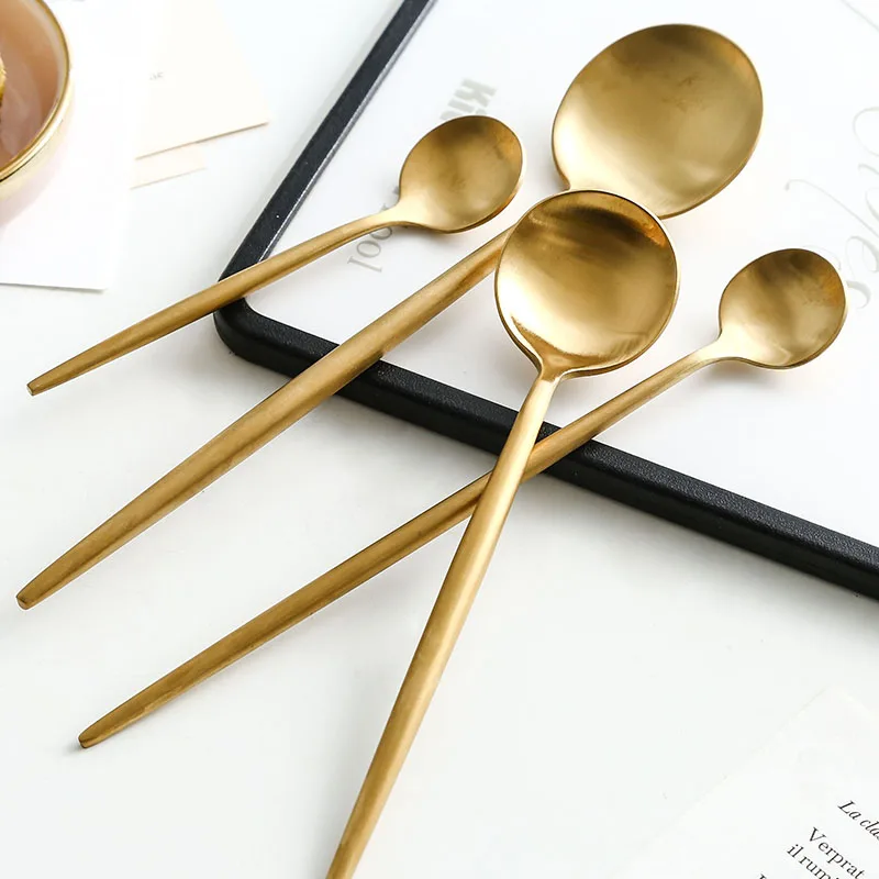 Matte Gold 18/10 Stainless Steel Luxury Cutlery Dinnerware Tableware Knife Spoon Fork Chopsticks Flatware Set Dishwasher Safe | Дом и сад
